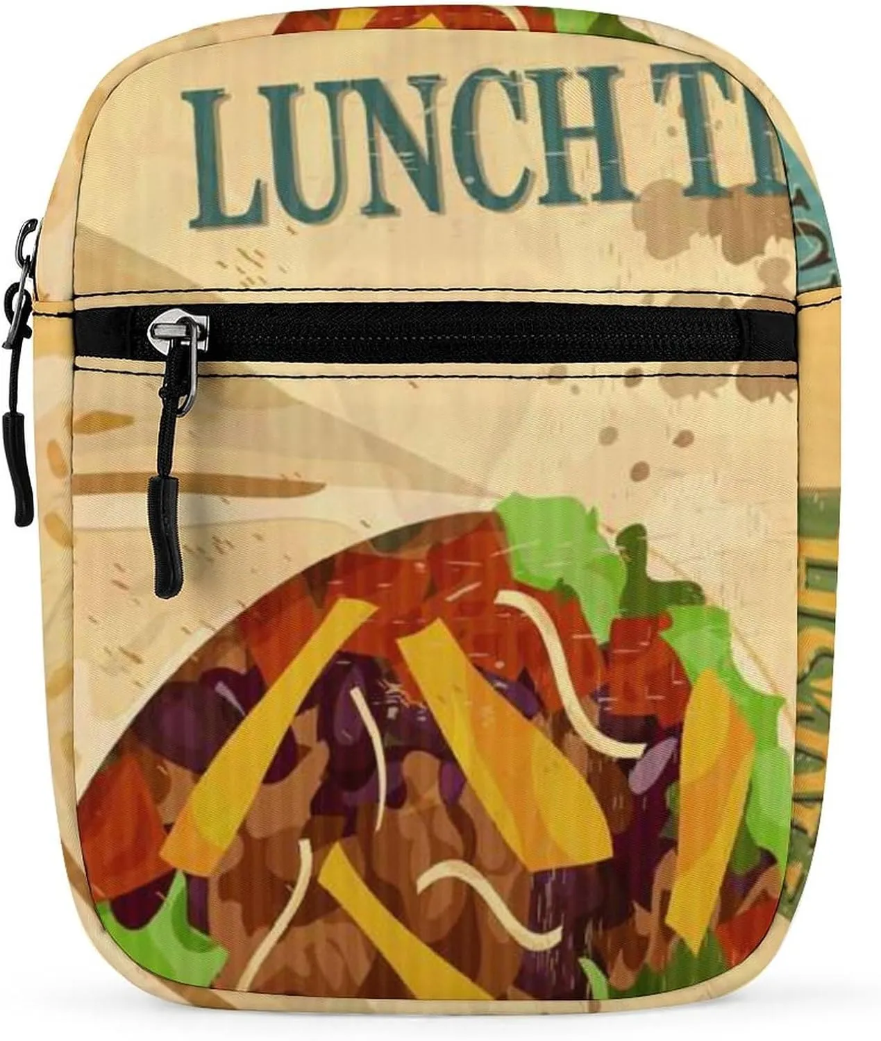 Yellow Mexican Food Tortilla, Hamburger, Burrito, Tequila Adjustable Fanny Waist Pack Pouch, Waterproof Crossbody Runners Bag Wallet for Gym Hiking Fitness Women Men 6.1 x 2.2 x 7.9 inch