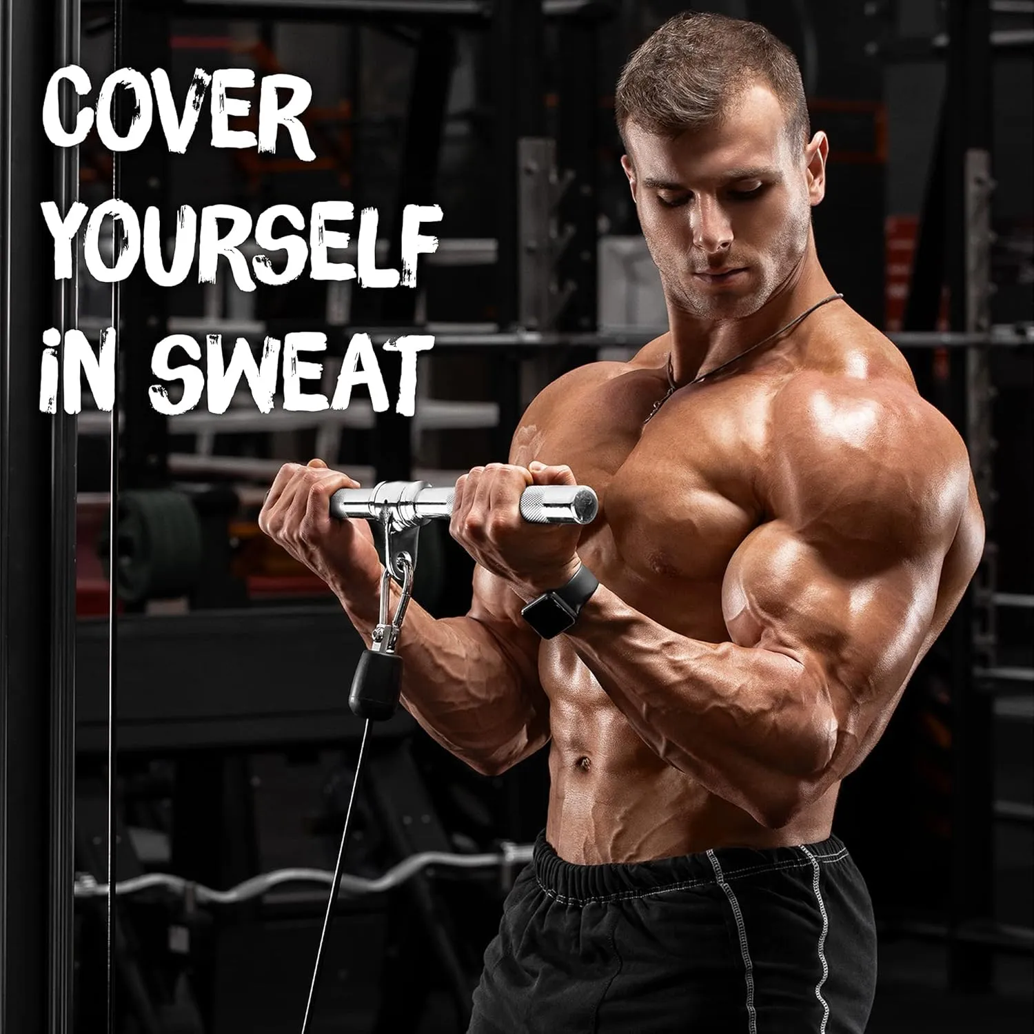 Yes4All Cable Machine Attachment, Tricep Straight Bar, V Bar, LAT Pulldown Attachments/Accessories Load 880lbs for Home Gym