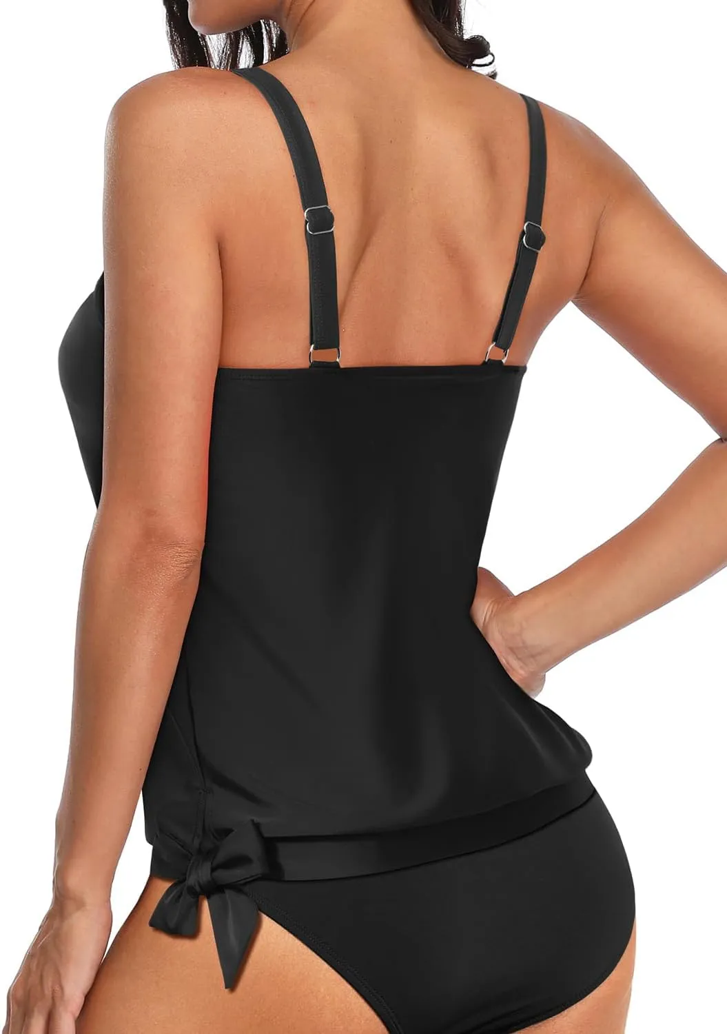 Yonique Women's Blouson Tankini Top - Loose Fit Modest Swim Top