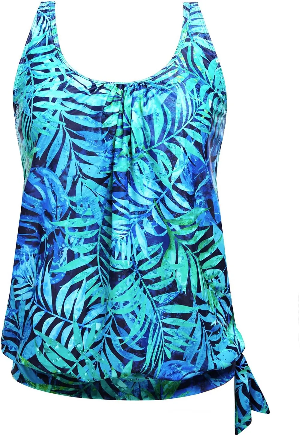 Yonique Women's Blouson Tankini Top - Loose Fit Modest Swim Top