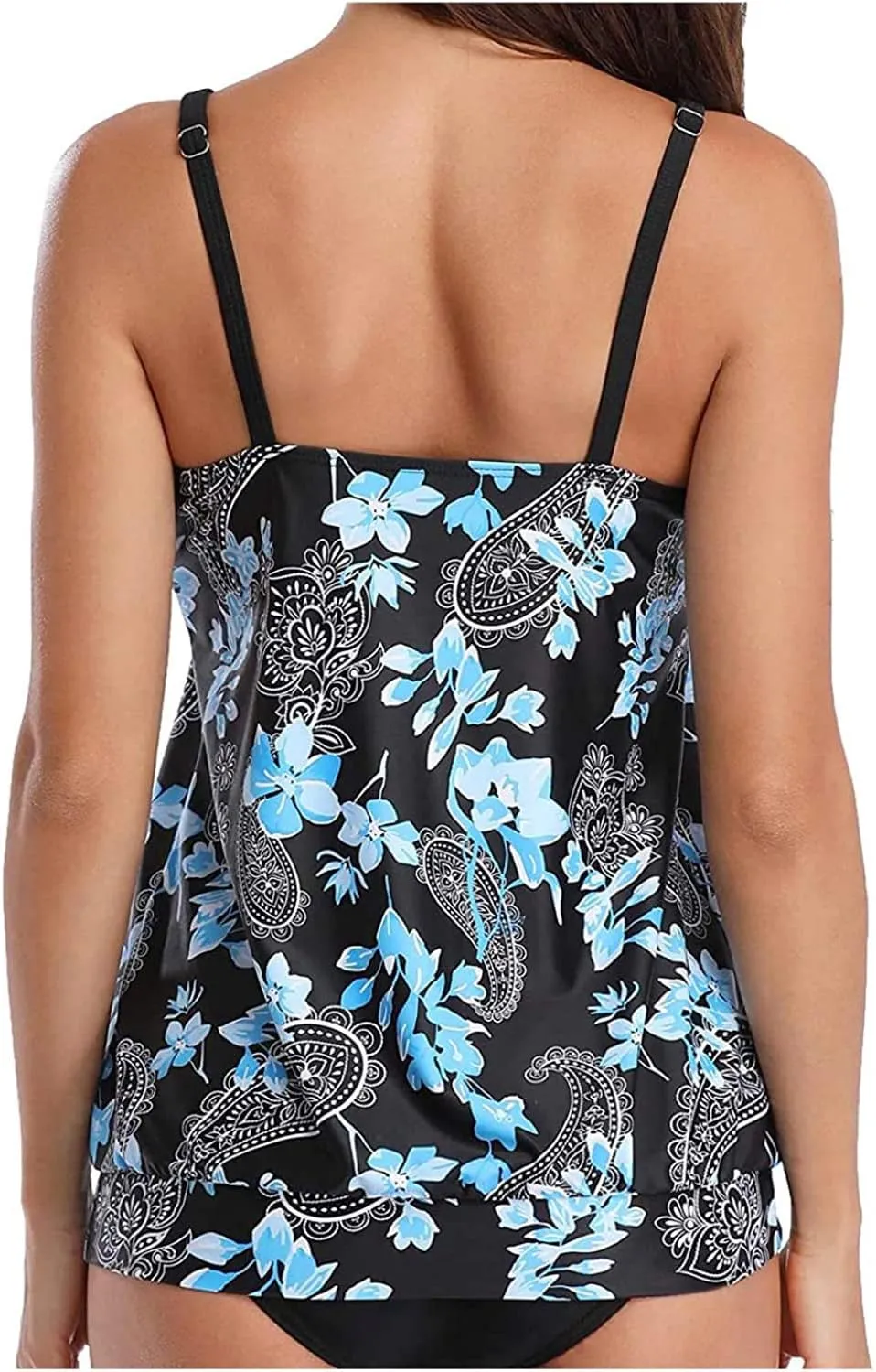 Yonique Womens Blouson Tankini Top No Bottom Loose Fit Swim Top Modest Tank Top