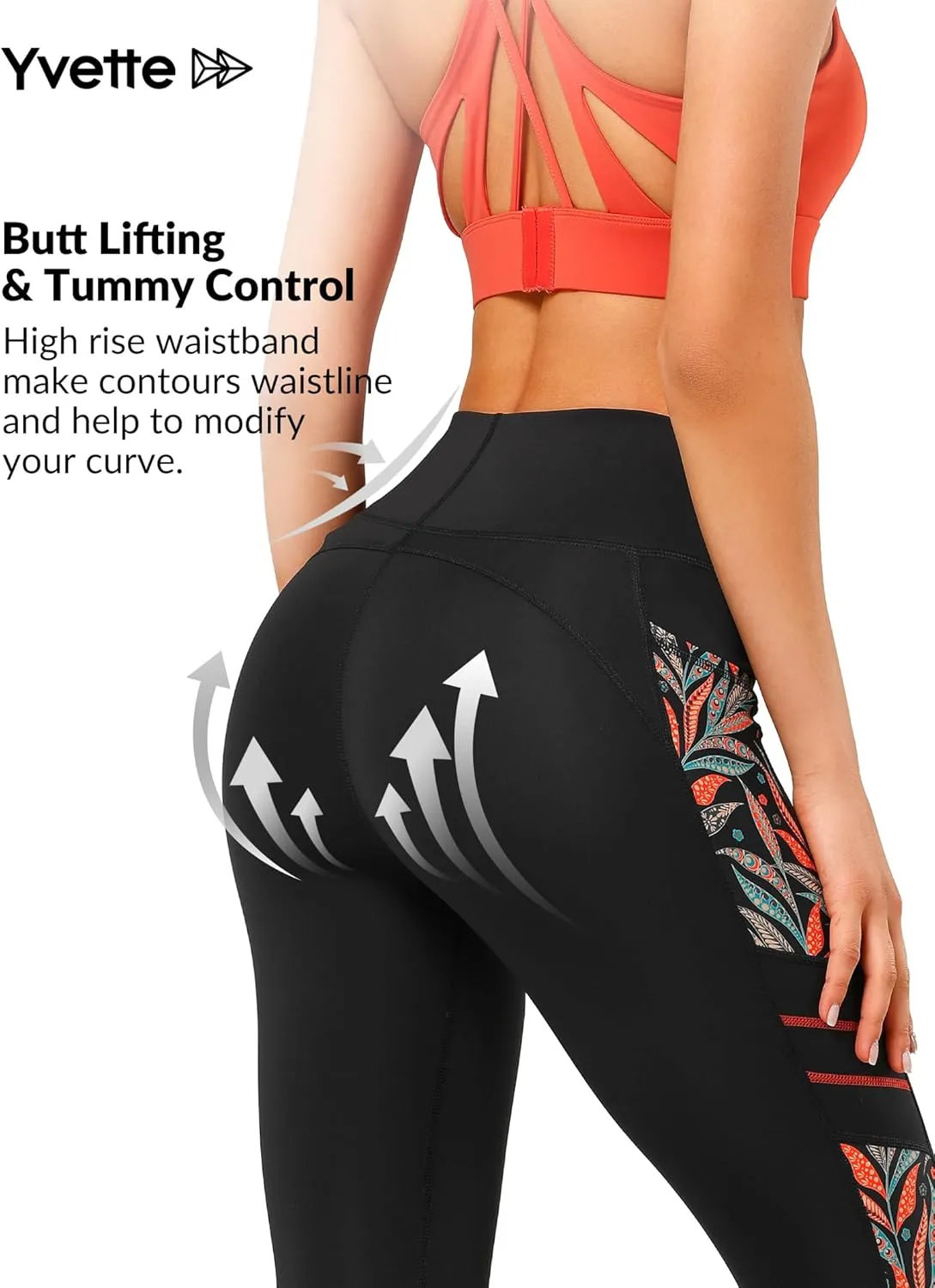 Yvette Printed Workout Leggings for Women High Waisted Yoga Pants with 2 Pockets Non See-Through Tummy Control