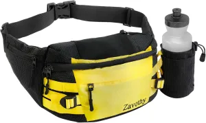 Zavothy Waist Bag for Women Fashion Fanny Pack Men Hiking Waist Packs for Running Hiking Gear with Detachable Water Bottle Holder for Walking Hiking Cycling