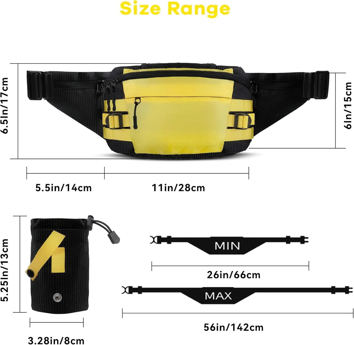 Zavothy Waist Bag for Women Fashion Fanny Pack Men Hiking Waist Packs for Running Hiking Gear with Detachable Water Bottle Holder for Walking Hiking Cycling