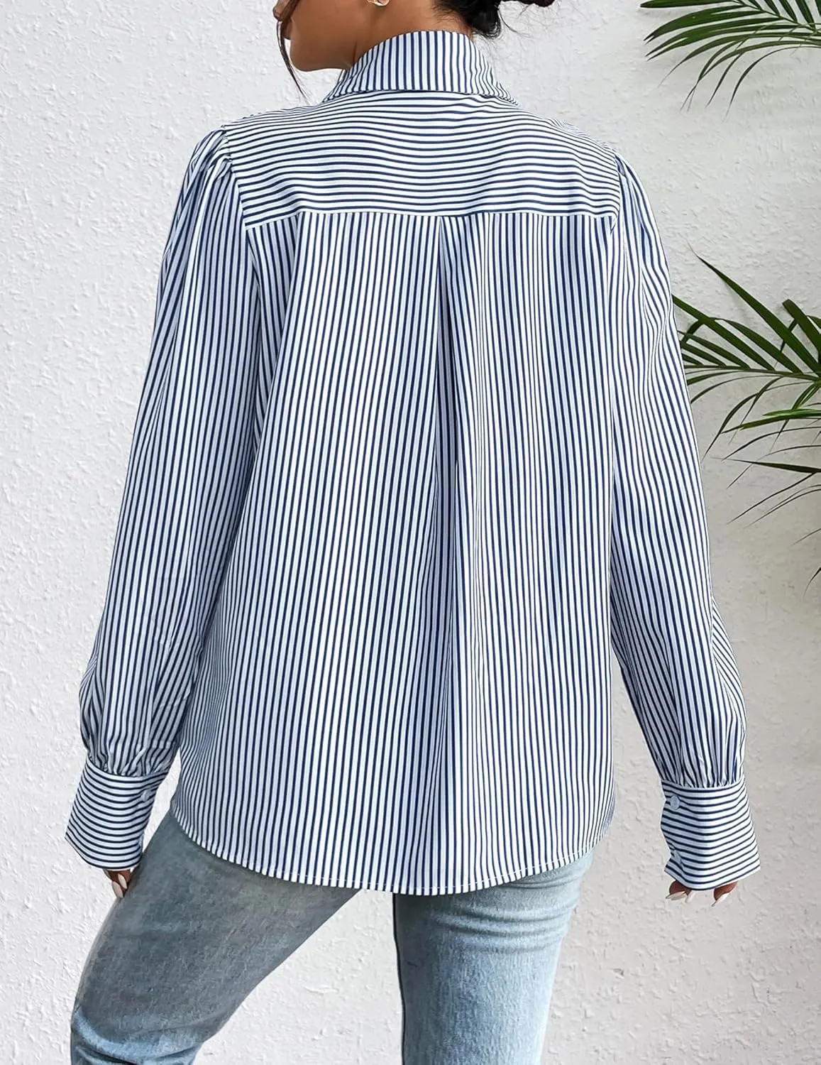 Zeagoo Womens Shirts Button Down Printed Lantern Long Sleeve Blouse Fashion Casual Tops 2025