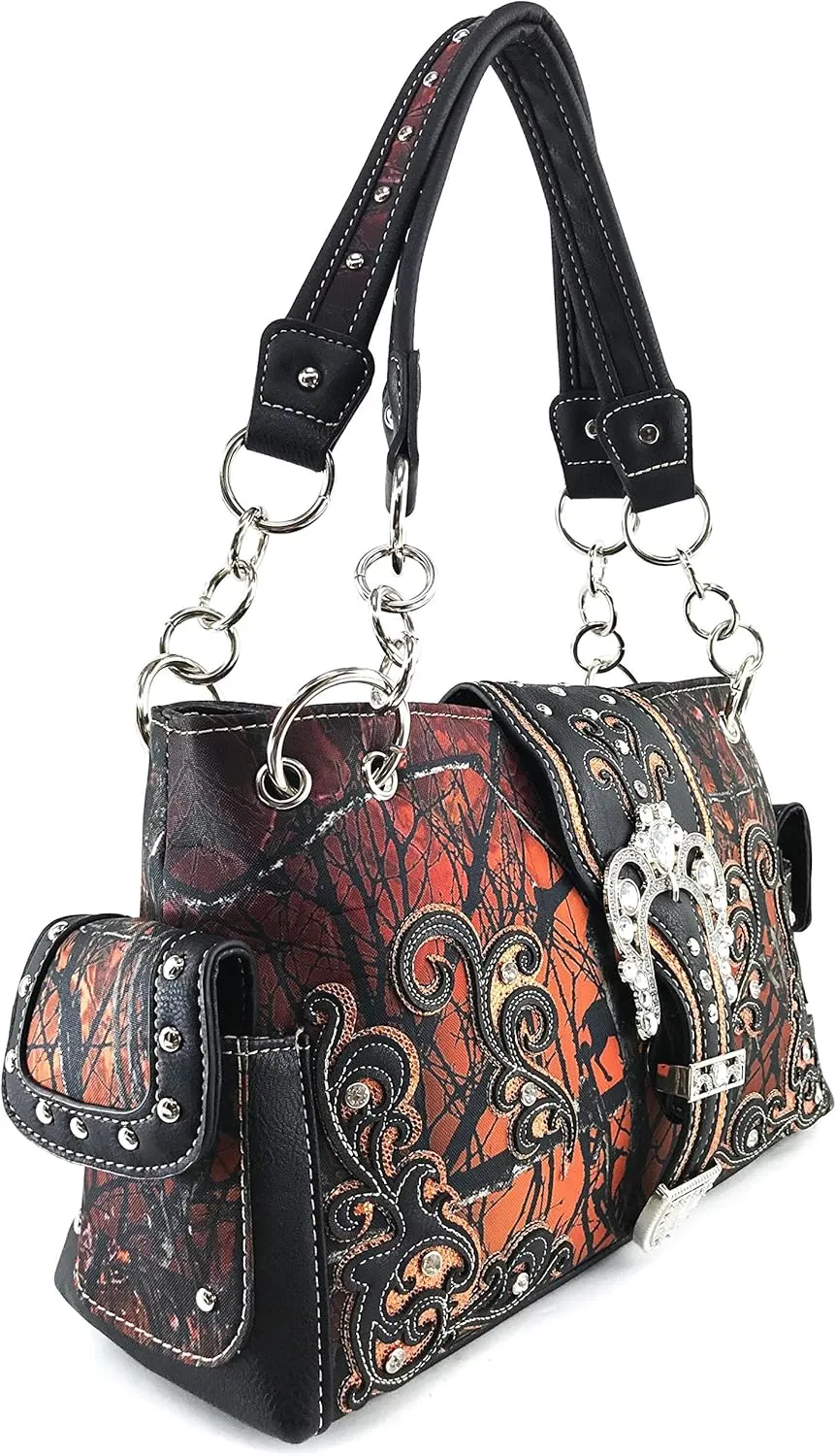 Zelris Camouflage Shine Glow Buckle Women Conceal Carry Shoulder Handbag