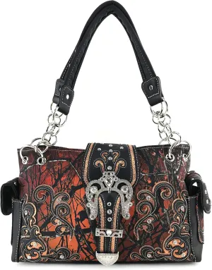 Zelris Camouflage Shine Glow Buckle Women Conceal Carry Shoulder Handbag