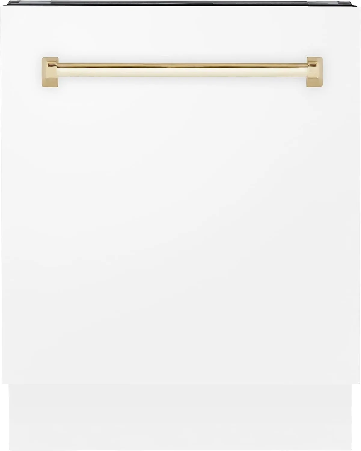 ZLINE Autograph Edition 24" 3rd Rack Top Control Tall Tub Dishwasher in White Matte with Gold Handle, 51dBa (DWVZ-WM-24-G)