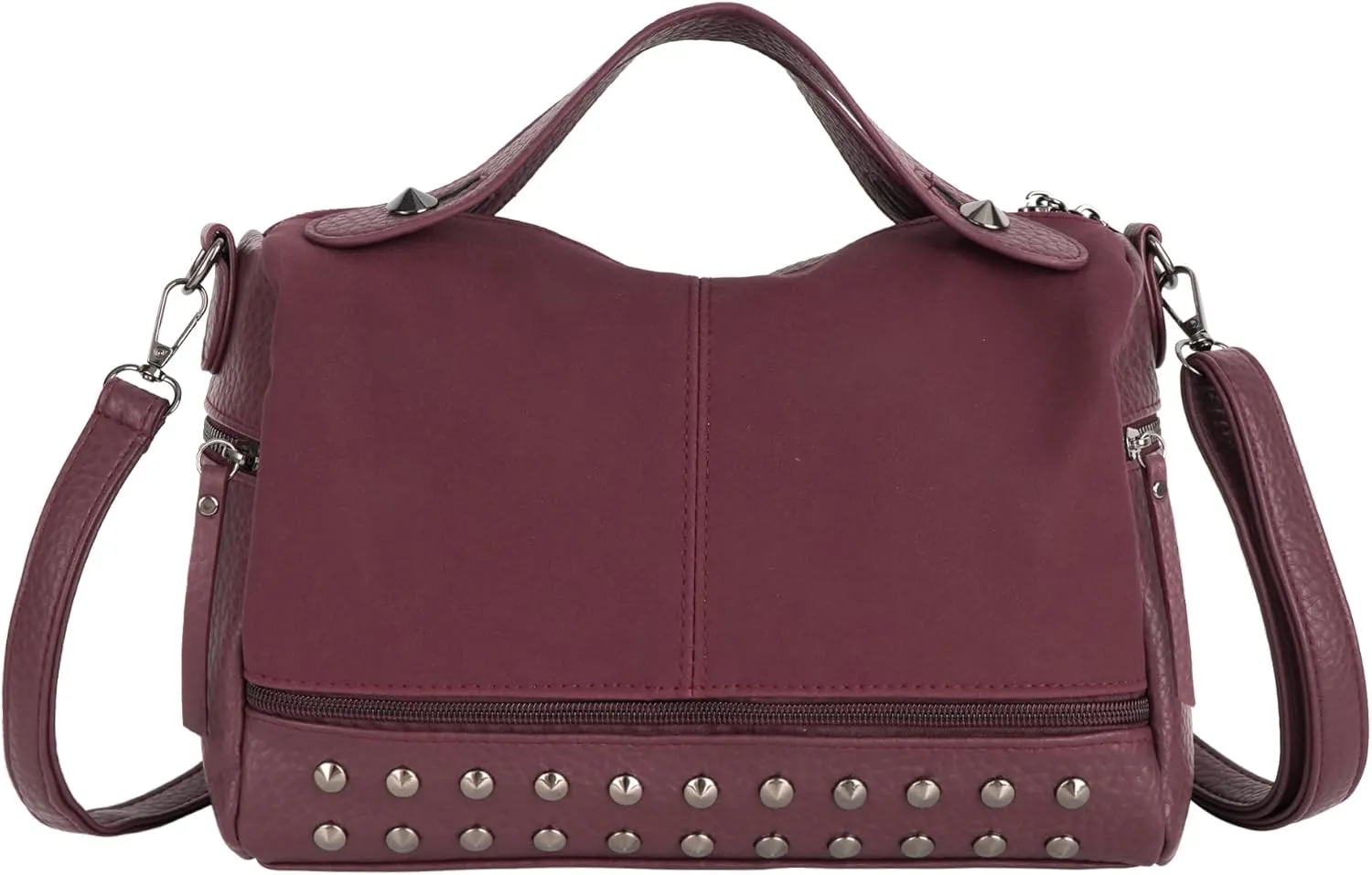 ZLM BAG US Punk Rivet Hobo Handbag for Women Large Crossbody Purse Leather Top Handle Bag